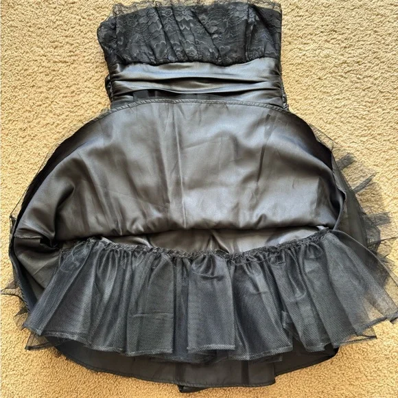 Masquerade Black Lace Strapless Gown - Picture 3 of 16